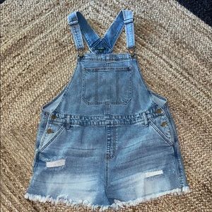 wild fable distressed short overalls